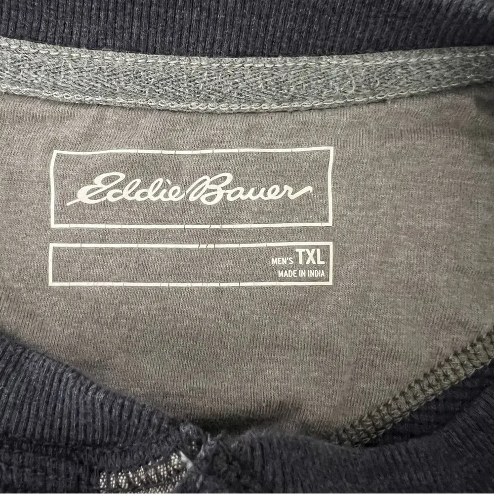 Eddie Bauer Thermal Shirt Mens Size XL Tall Heather Navy Long Sleeve Ultrasoft